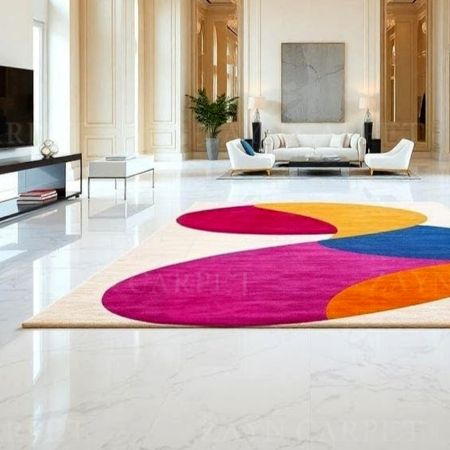 Handcrafted Vibrant Abstract Modern Living Room Rug